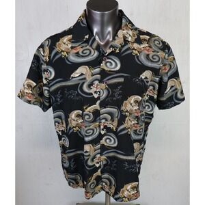 Mens Maui Trading Copany Vintage Shirt Size L Chinese Dragon Print Polyester